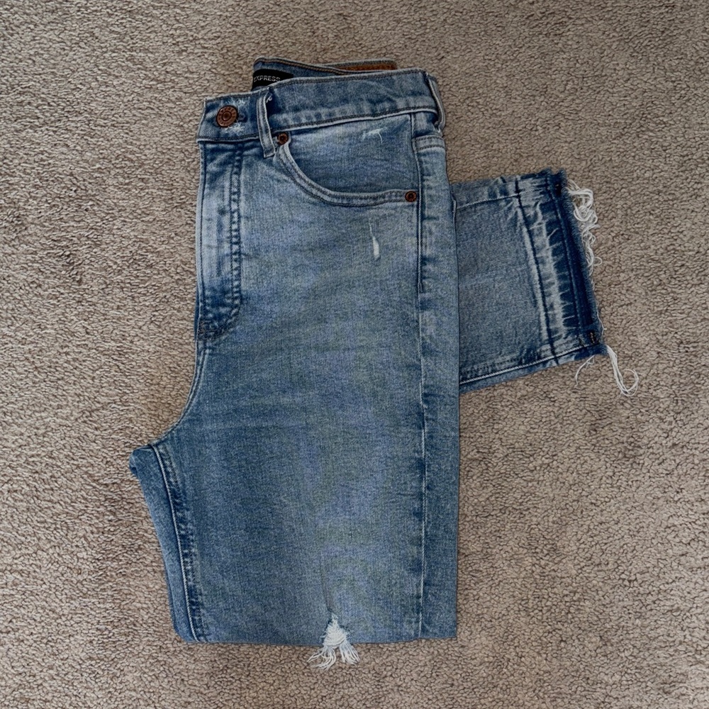 Express Light Blue Cropped Jeans